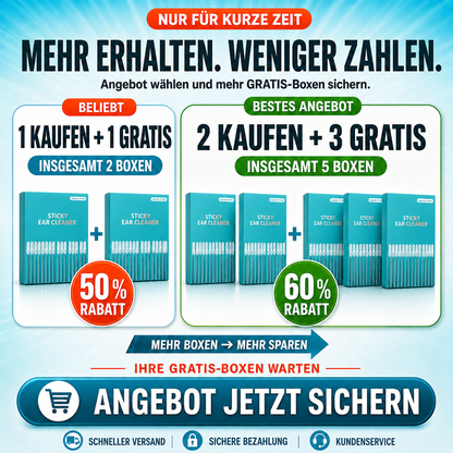 ✨ 1+1 GRATISWiederverwendbarer Ohrreiniger mit Haftspitze – Sanfte Ohrenpflege ohne Kratzen