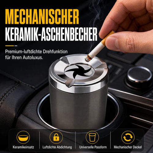 🎉 2026 Angebot: Drehbarer Auto-Aschenbecher mit Keramikeinsatz – hält Asche sicher im Behälter und reduziert Rauchgerüche