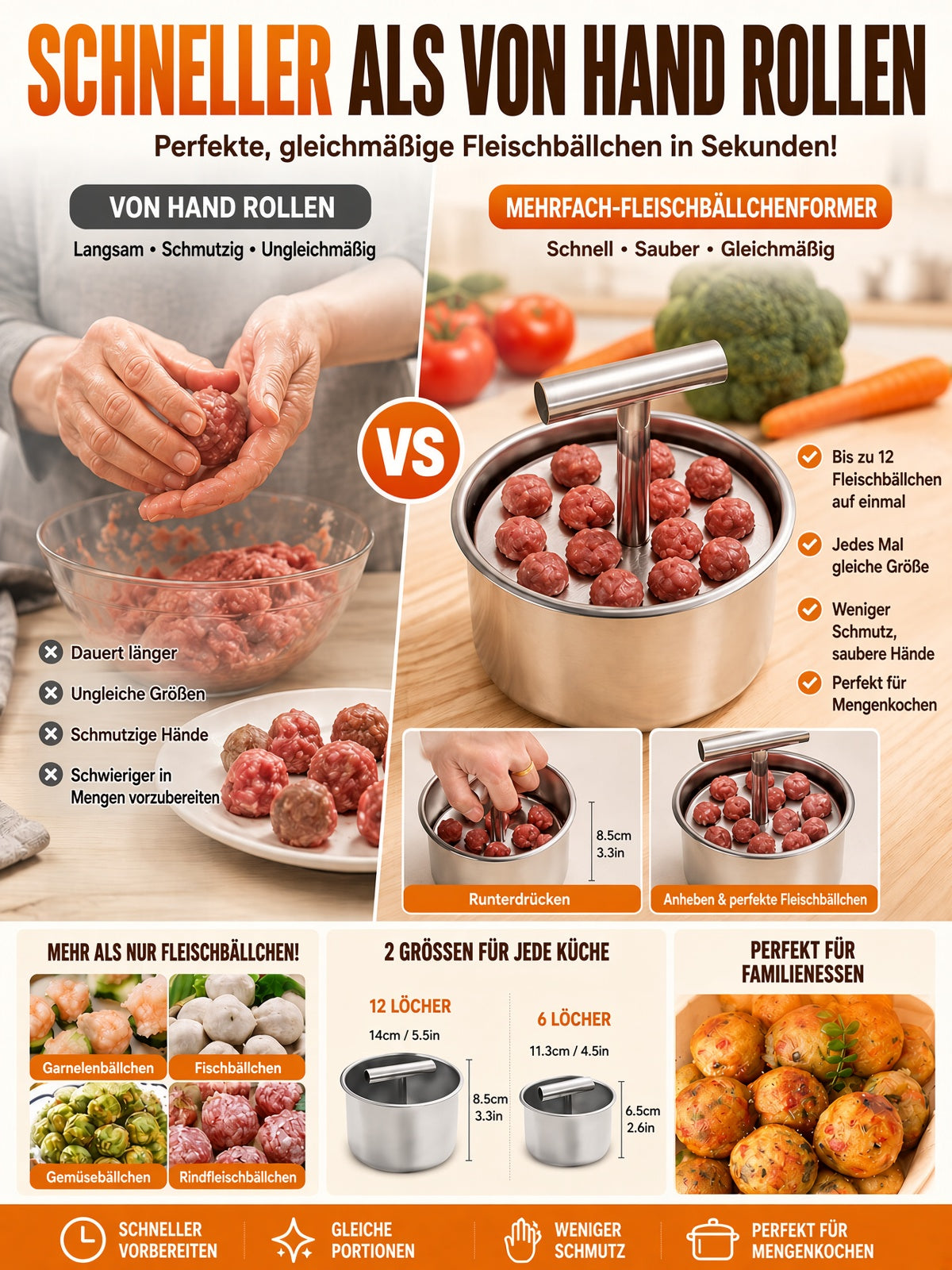 🍳 Kitchen Deal ✨ Stainless Steel Manual Dumpling & Fish Ball Maker for Quick, Easy Homemade Meals