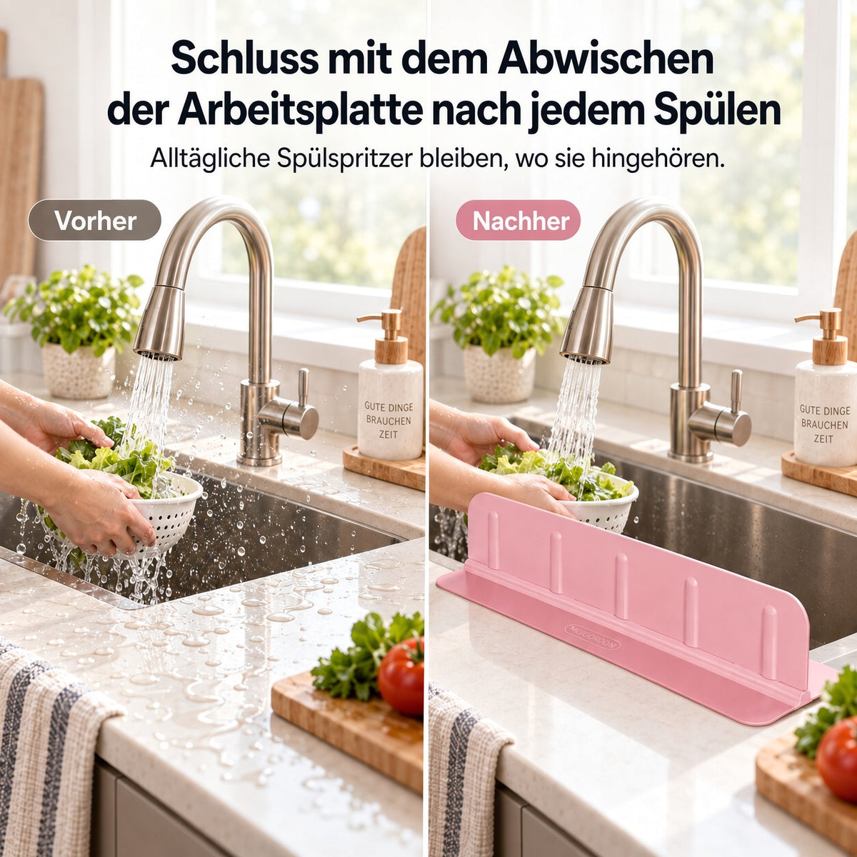 💦 Faltbarer Spülspritzschutz mit Organizer – Hält die Arbeitsfläche trocken & schafft Ordnung rund um die Spüle