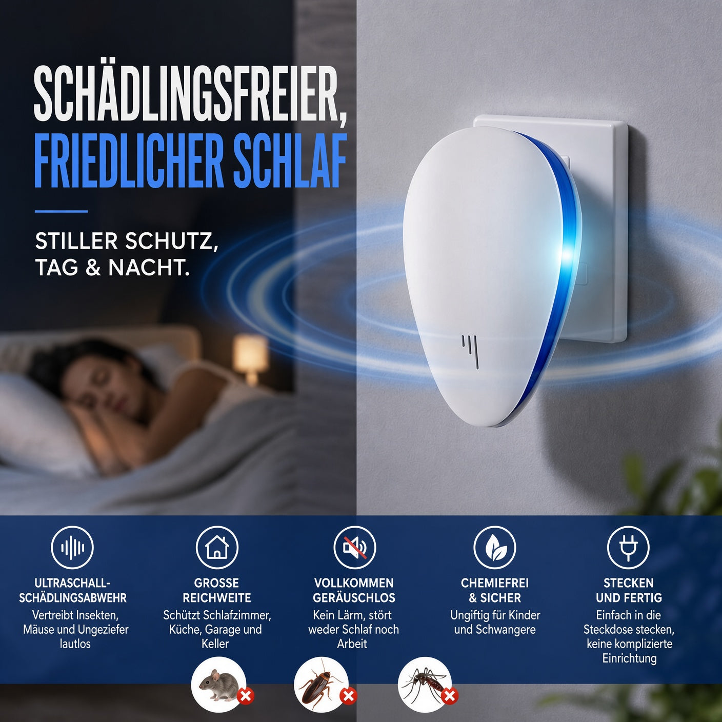 🔥 50 % RABATT 🔥 Multifunktionaler Ultraschall-Schädlingsvertreiber 🏠 Leise & verbesserte Version