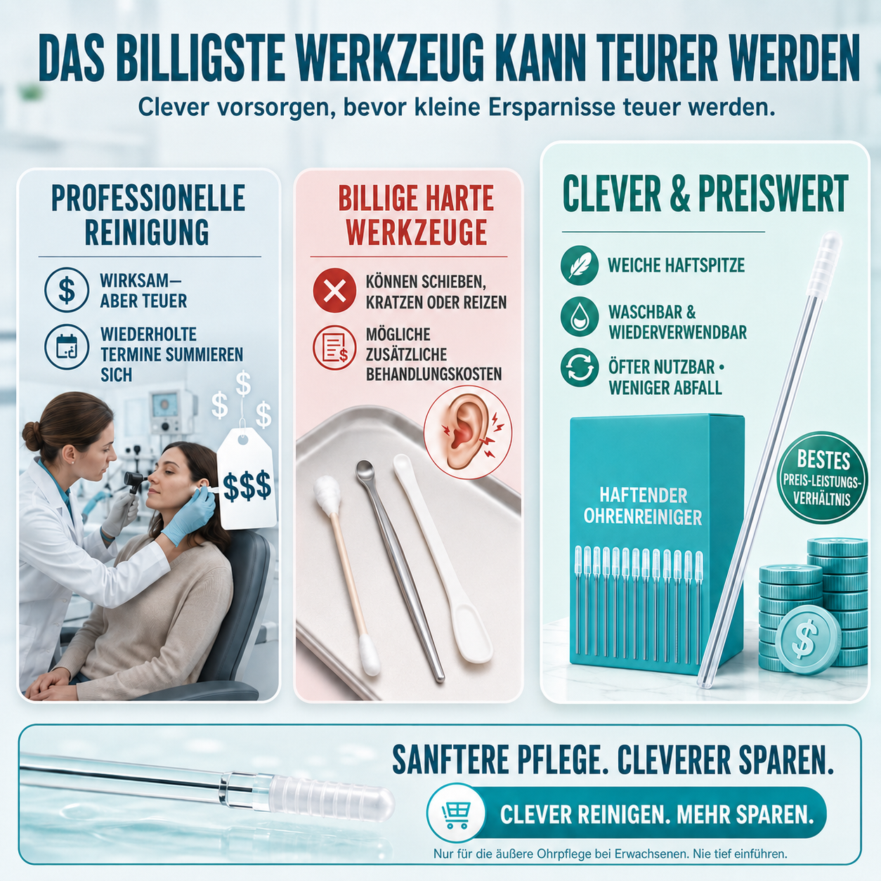 upsell✨ ✨ 1+1 GRATISWiederverwendbarer Ohrreiniger mit Haftspitze – Sanfte Ohrenpflege ohne Kratzen