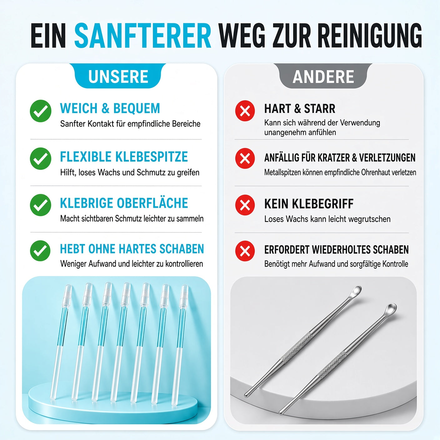 upsell✨ ✨ 1+1 GRATISWiederverwendbarer Ohrreiniger mit Haftspitze – Sanfte Ohrenpflege ohne Kratzen