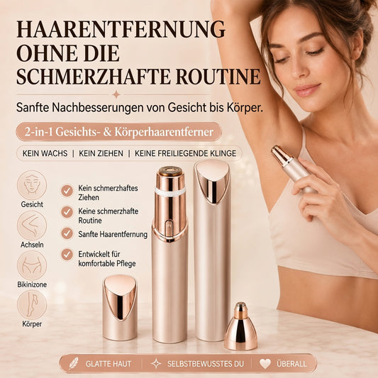 ✨ 2-in-1 Haarentferner für Gesicht & Körper | Wiederaufladbarer Präzisionstrimmer mit zwei Aufsätzen