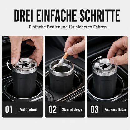 🎉 2026 Angebot: Drehbarer Auto-Aschenbecher mit Keramikeinsatz – hält Asche sicher im Behälter und reduziert Rauchgerüche