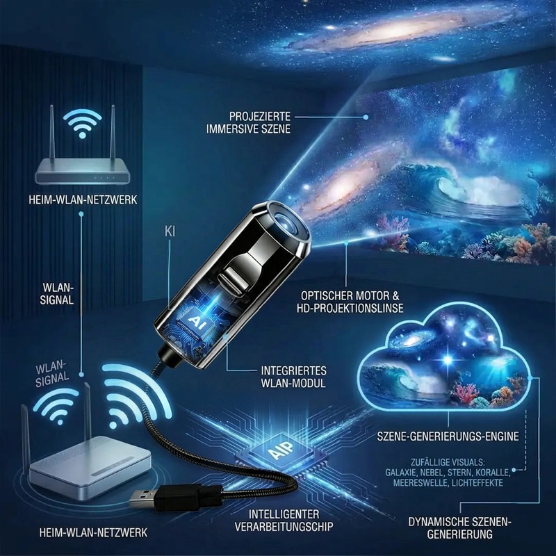 ✨ Plug-and-Play HD Galaxy & Ocean Projektor Nachtlicht 🥳 Über 50.000 zufriedene Nutzer