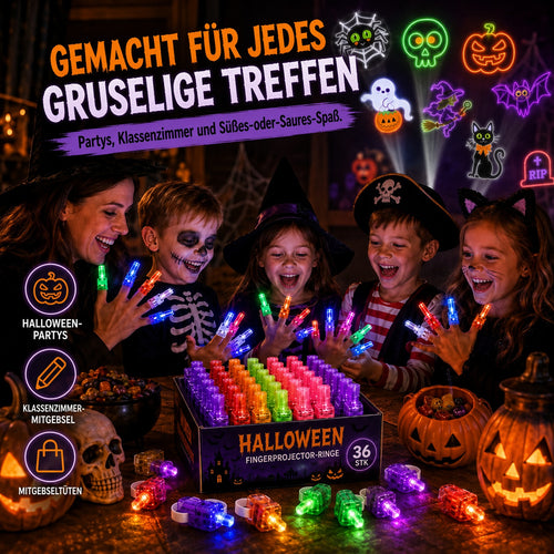 👻🎃 Halloween-Fingerprojektorringe – LED-Partymitgebsel für Kinder