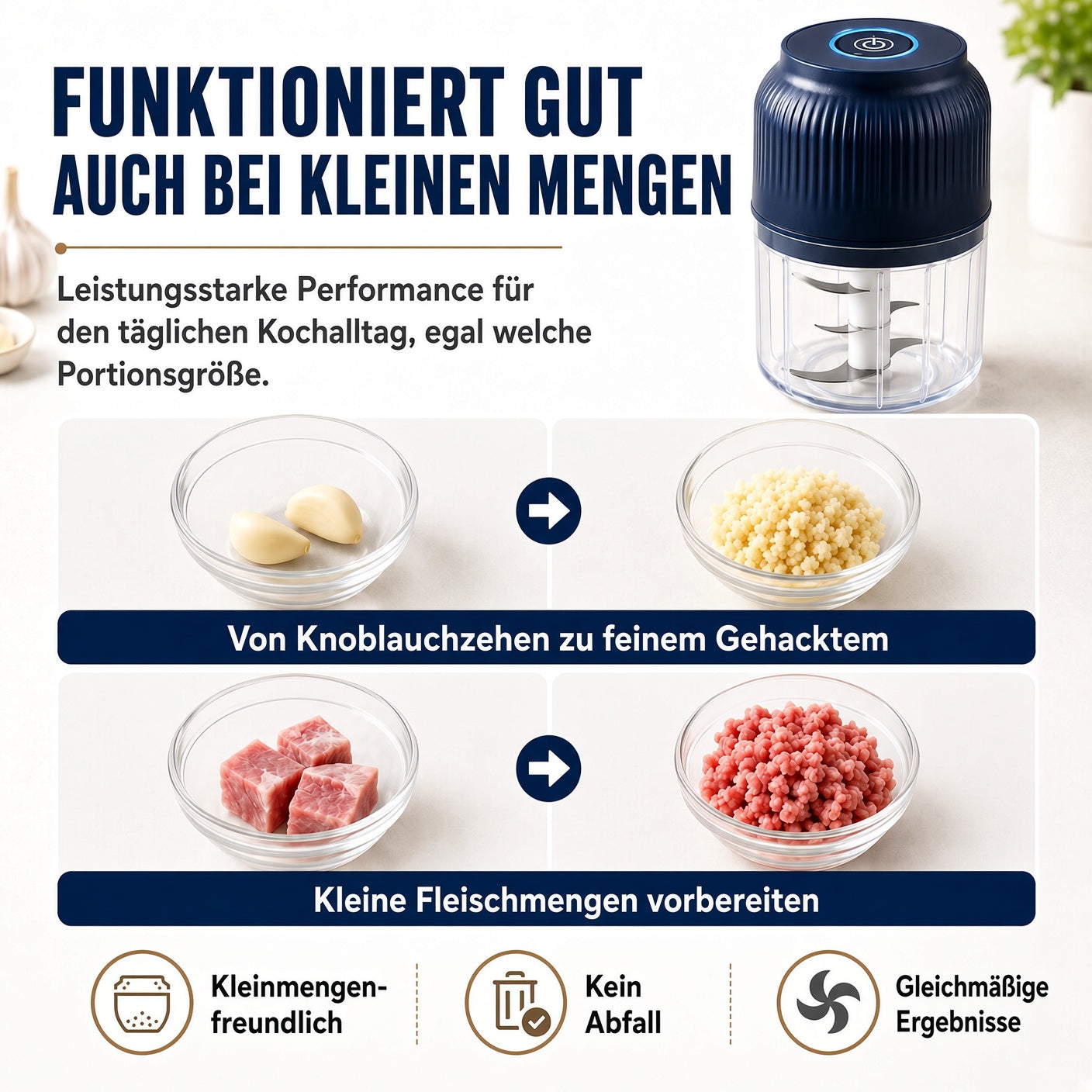 🔥 50 % RABATT! 💥6-Klingen Elektrischer Zerkleinerer｜Für Gemüse, Zwiebeln, Kräuter, Nüsse & Fleisch｜Kabellos, One-Touch & Leicht zu Reinigen