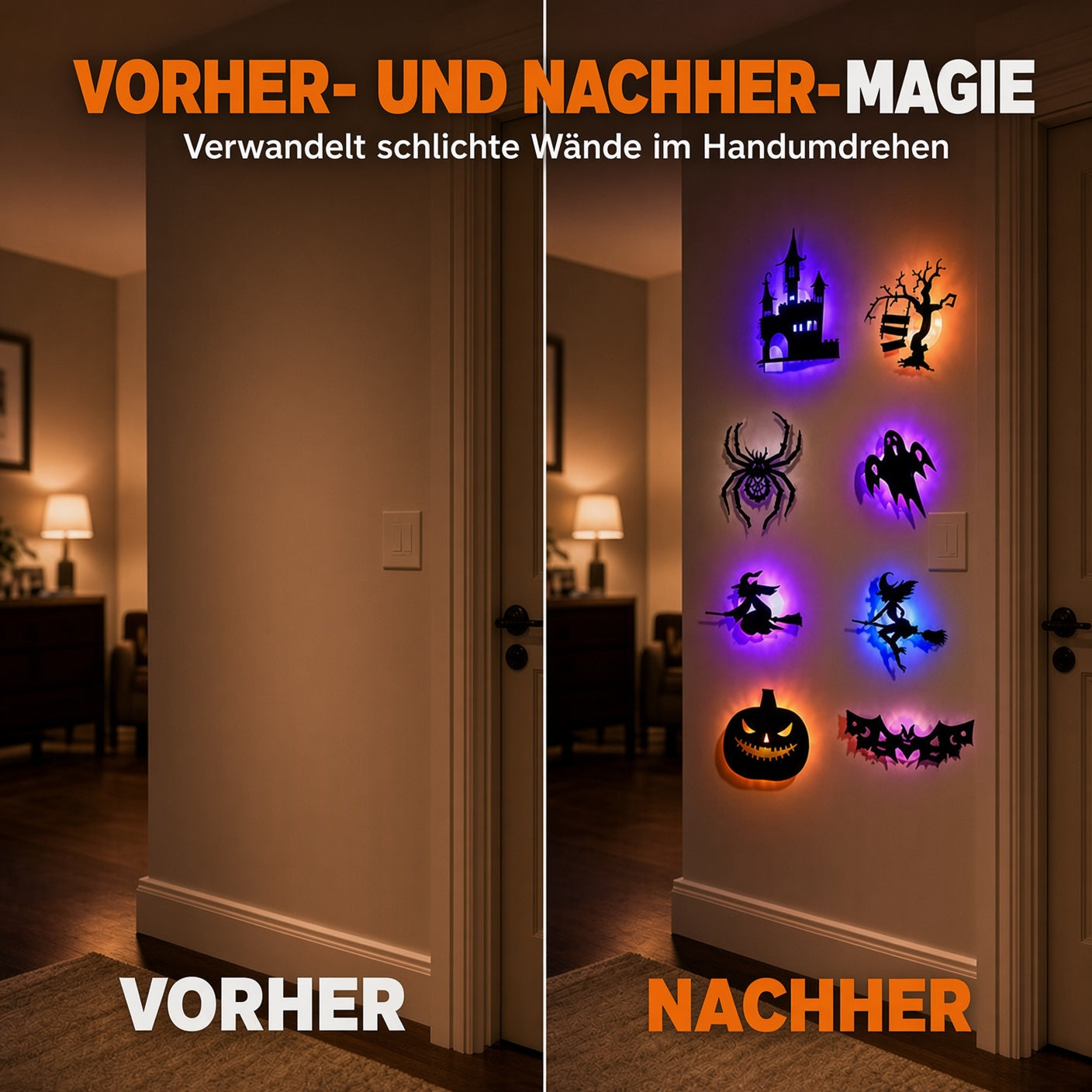 🎃 50 % RABATT! 👻 Leuchtende Halloween-LED-Deko – Aufkleben, Einschalten & Gruselige Stimmung Zaubern ✨