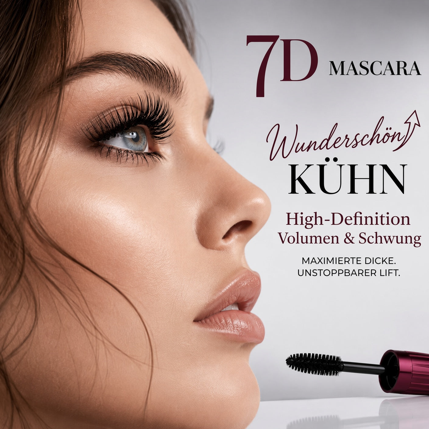 🎁 1+1 GRATIS| 💧 Wischfeste Mascara mit Curl-Effekt – Längere Wimpern ohne Panda-Effekt