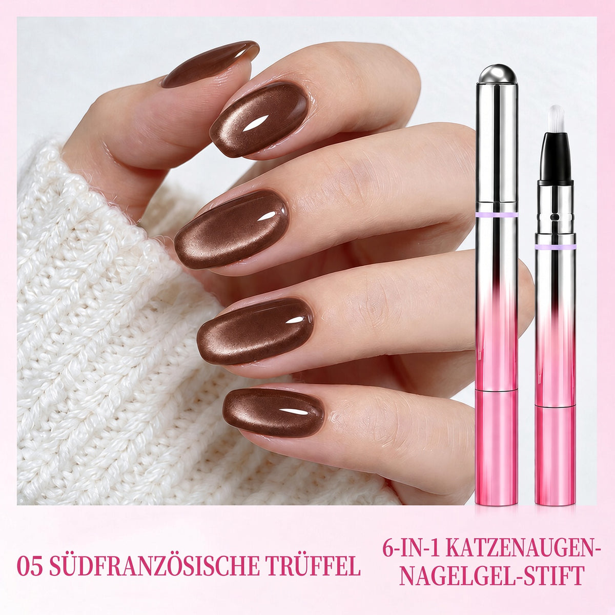 ✨ 50 % Rabatt – 6-in-1 Nagelpflege- & Cat-Eye-Stift – All-in-One Base, Builder, Farbe & Top Coat mit integriertem Magneten