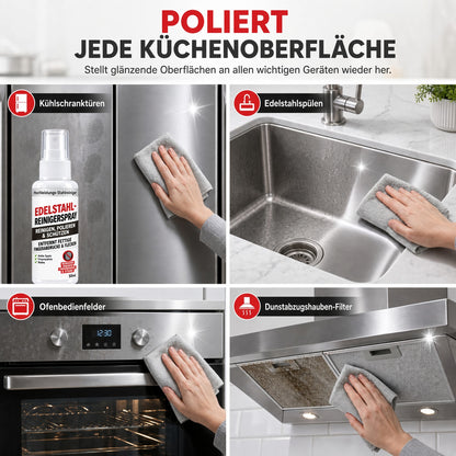 ✨ 50 % Rabatt | Edelstahl-Reinigungs- & Polierspray für Kühlschrank, Dunstabzugshaube, Backofen und weitere Küchengeräte