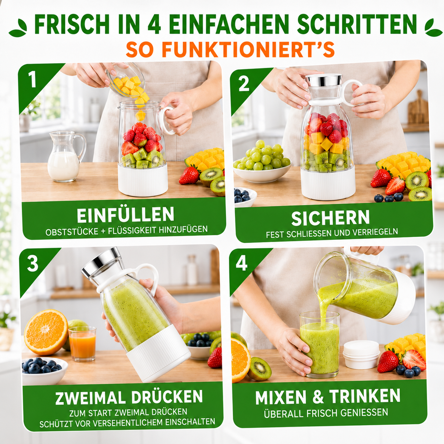 🔥 40% Rabatt💥Bestseller Tragbarer Entsafter | Frischer Saft überall und jederzeit 🍎