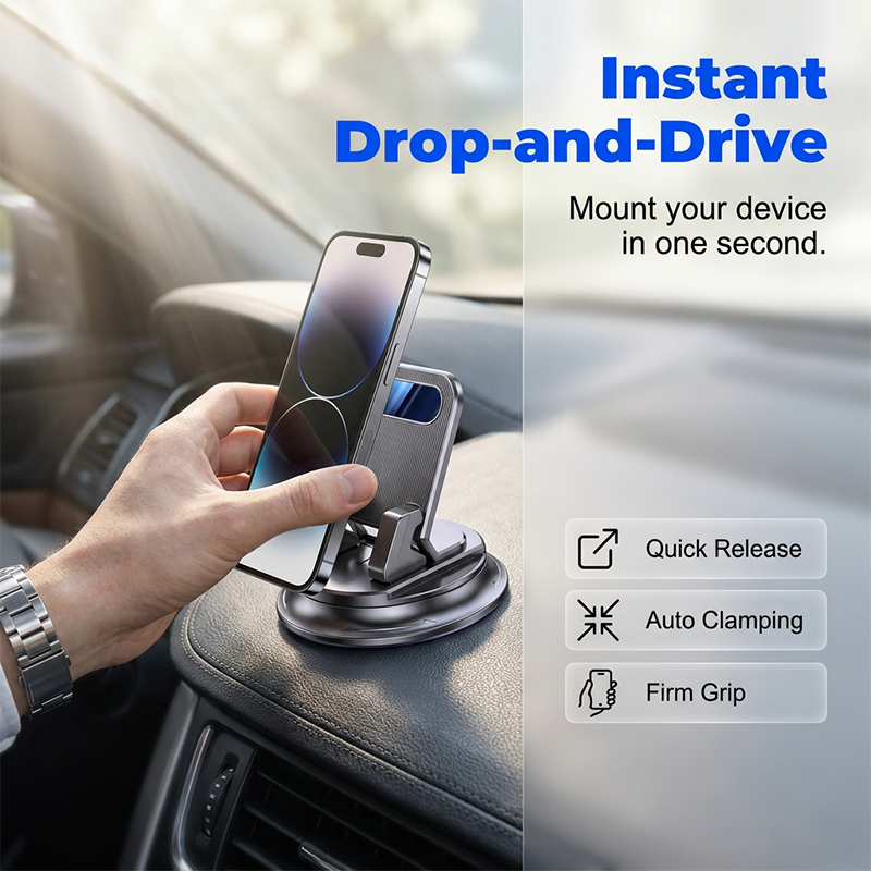 🚗 JETZT 50% RABATT! 📱 Drehbarer Armaturenbrett-Autotelefonhalter – 360° verstellbar & rutschfest – Freihändige Handyhalterung 🛡️