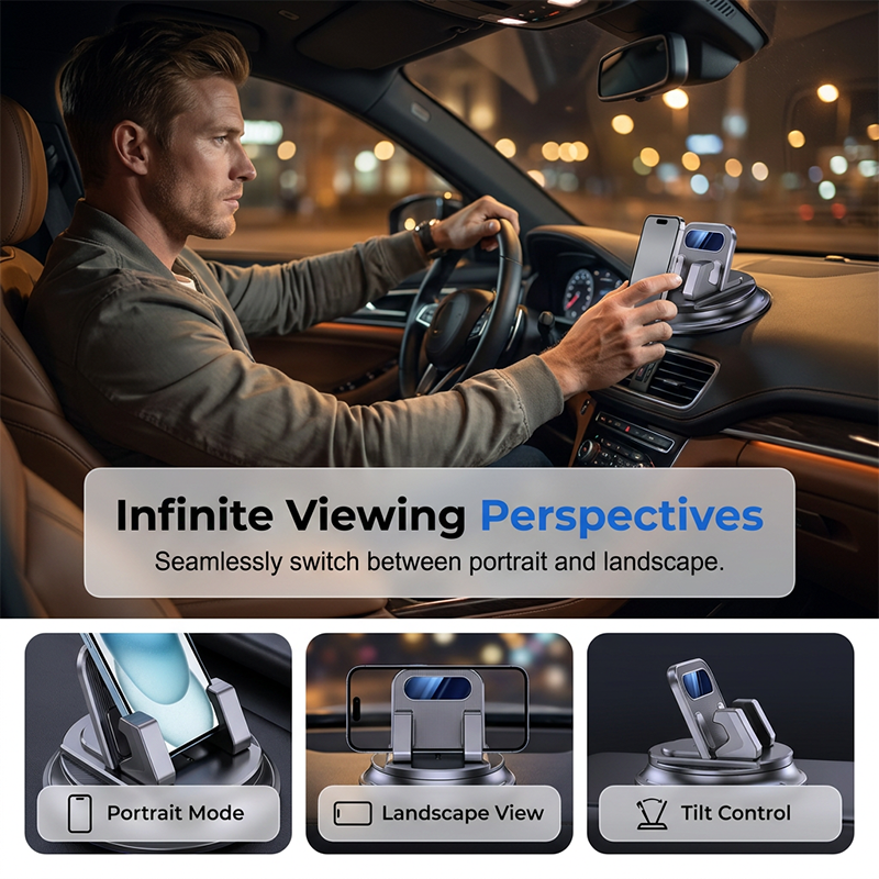 🚗 JETZT 50% RABATT! 📱 Drehbarer Armaturenbrett-Autotelefonhalter – 360° verstellbar & rutschfest – Freihändige Handyhalterung 🛡️