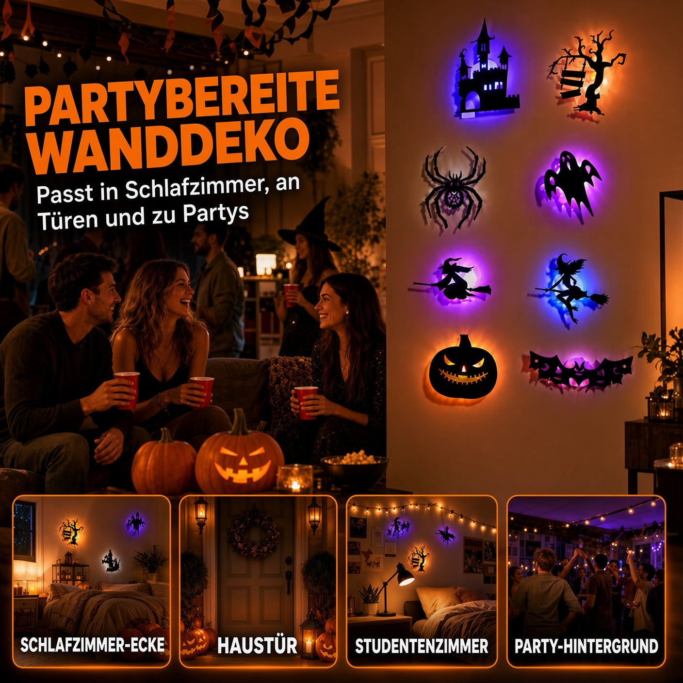 🎃 50 % RABATT! 👻 Leuchtende Halloween-LED-Deko – Aufkleben, Einschalten & Gruselige Stimmung Zaubern ✨