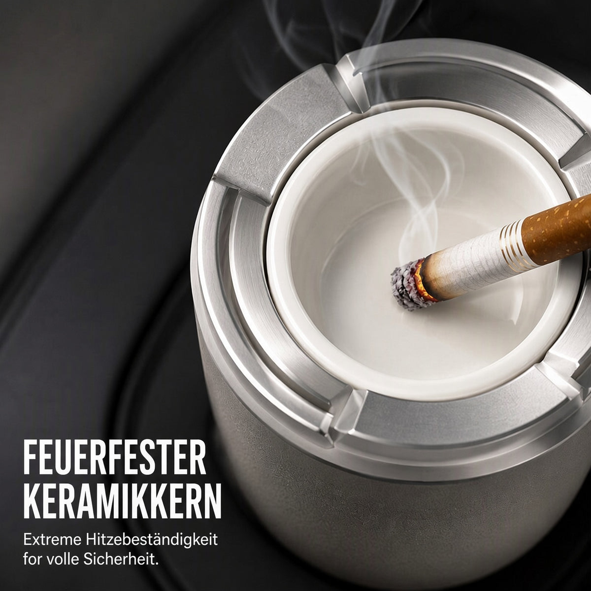 🎉 2026 Angebot: Drehbarer Auto-Aschenbecher mit Keramikeinsatz – hält Asche sicher im Behälter und reduziert Rauchgerüche