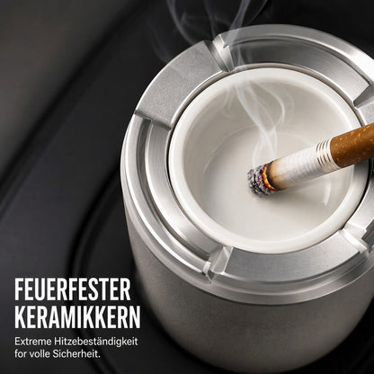 🎉 2026 Angebot: Drehbarer Auto-Aschenbecher mit Keramikeinsatz – hält Asche sicher im Behälter und reduziert Rauchgerüche