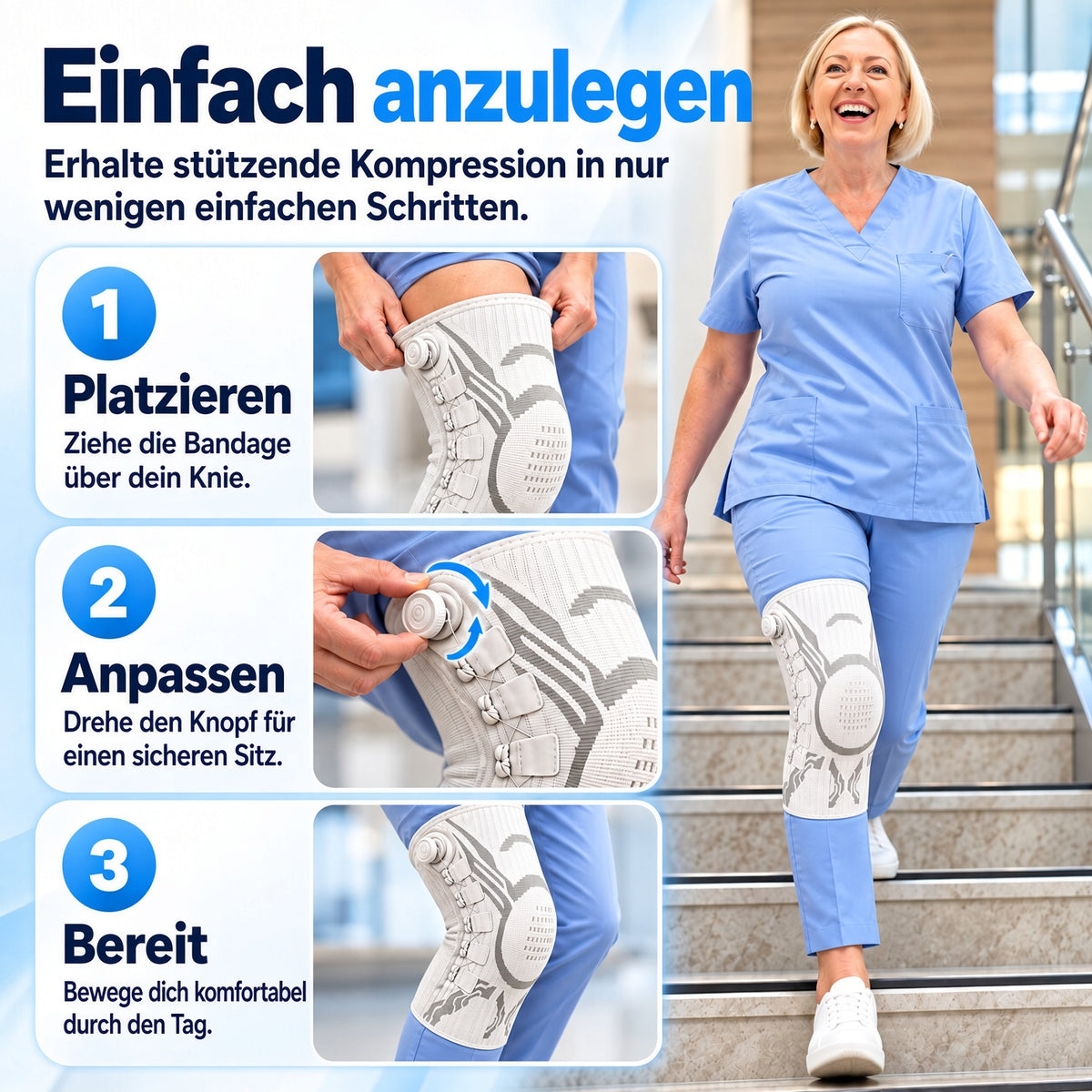 🏆 50% RABATT | 🦵Verstellbare Kniebandage mit Gezielter Kompression & Optimaler Stabilität – Ergonomische Kniestütze für Alltag, Sport & Tägliche Bewegung